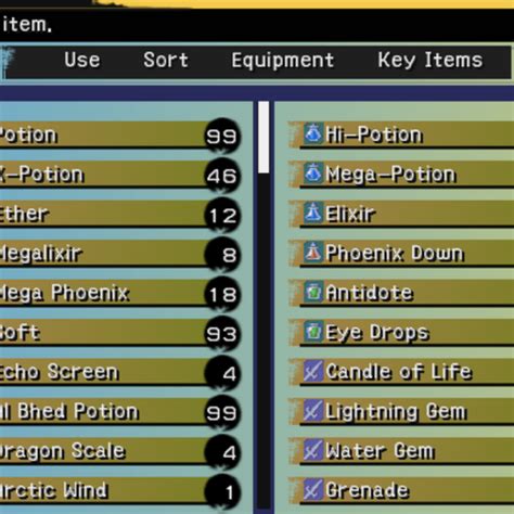 ffx item database